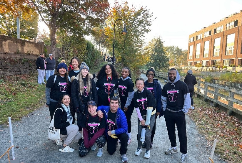Drexel Maternal and Child Health Student Organization members pose before a breast cancer walk event